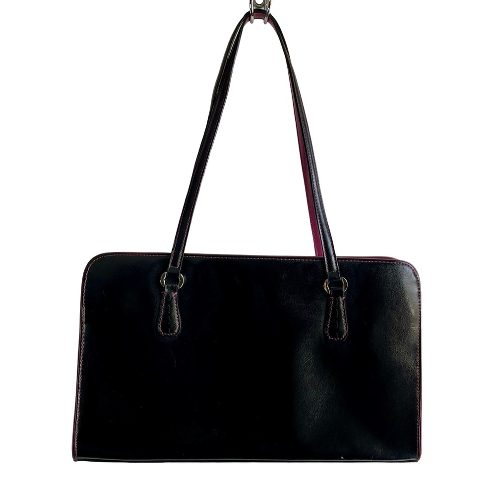 Liz Claiborne Dual Handle Black Pink Zip Closure Shoulder Bag Handbag